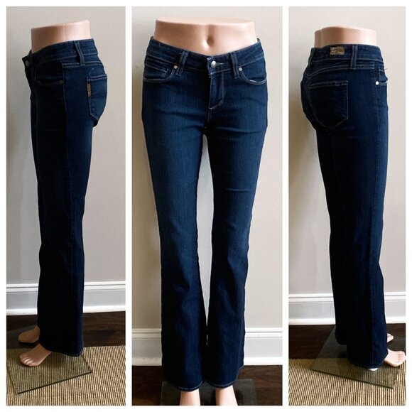 PAIGE Denim - PAIGE Skyline Flare Stretch Low - Rise Jeans in Dark Wash, size 26